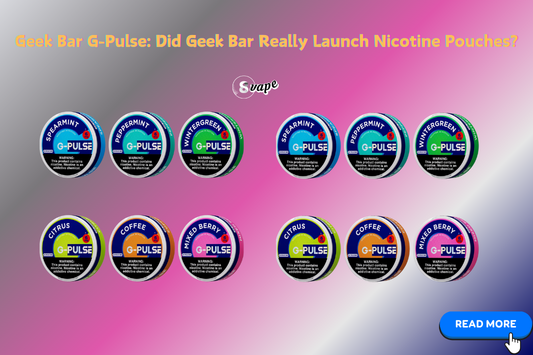 Geek Bar G-Pulse nicotine pouches in various flavors.