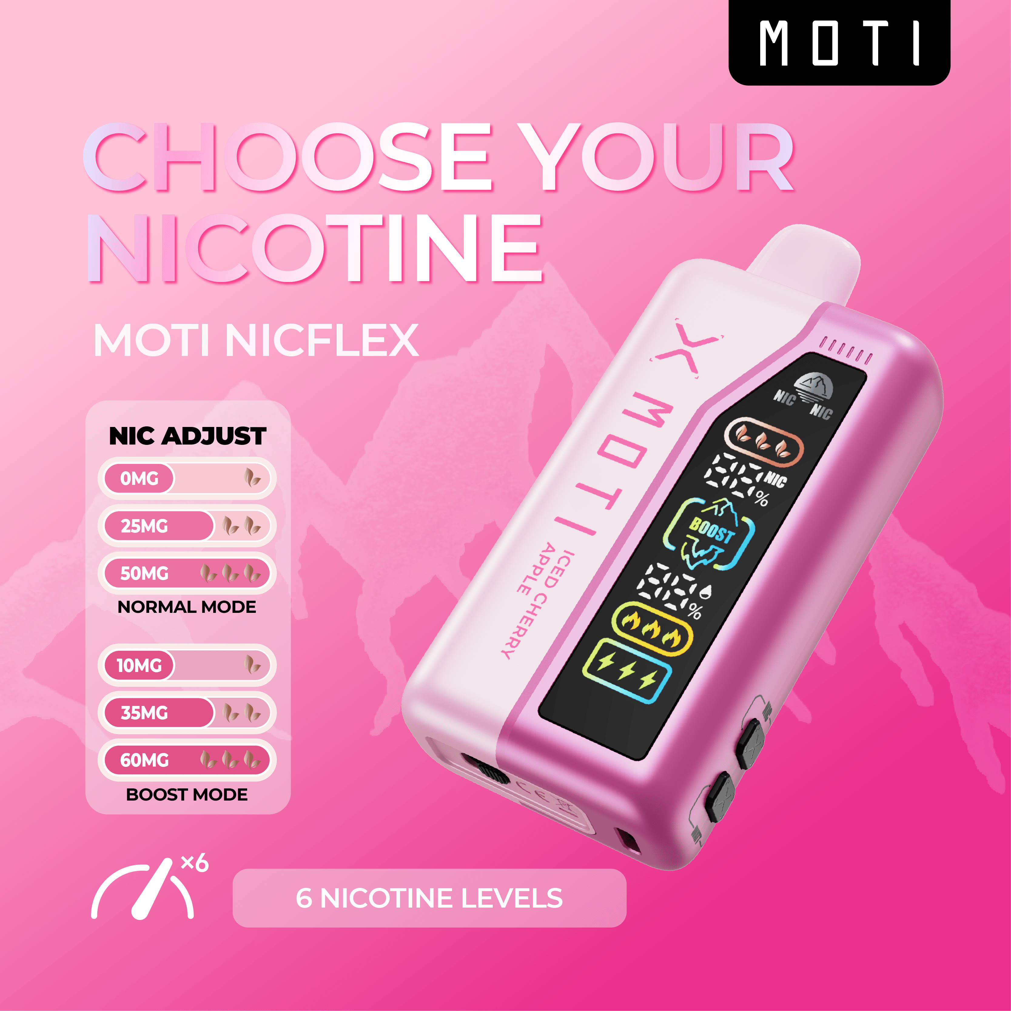 MOTI Vape Disposable Vape MOTI NICFLEX 40K Nic-Control Disposable Vape (0-6%, 40000 Puffs)