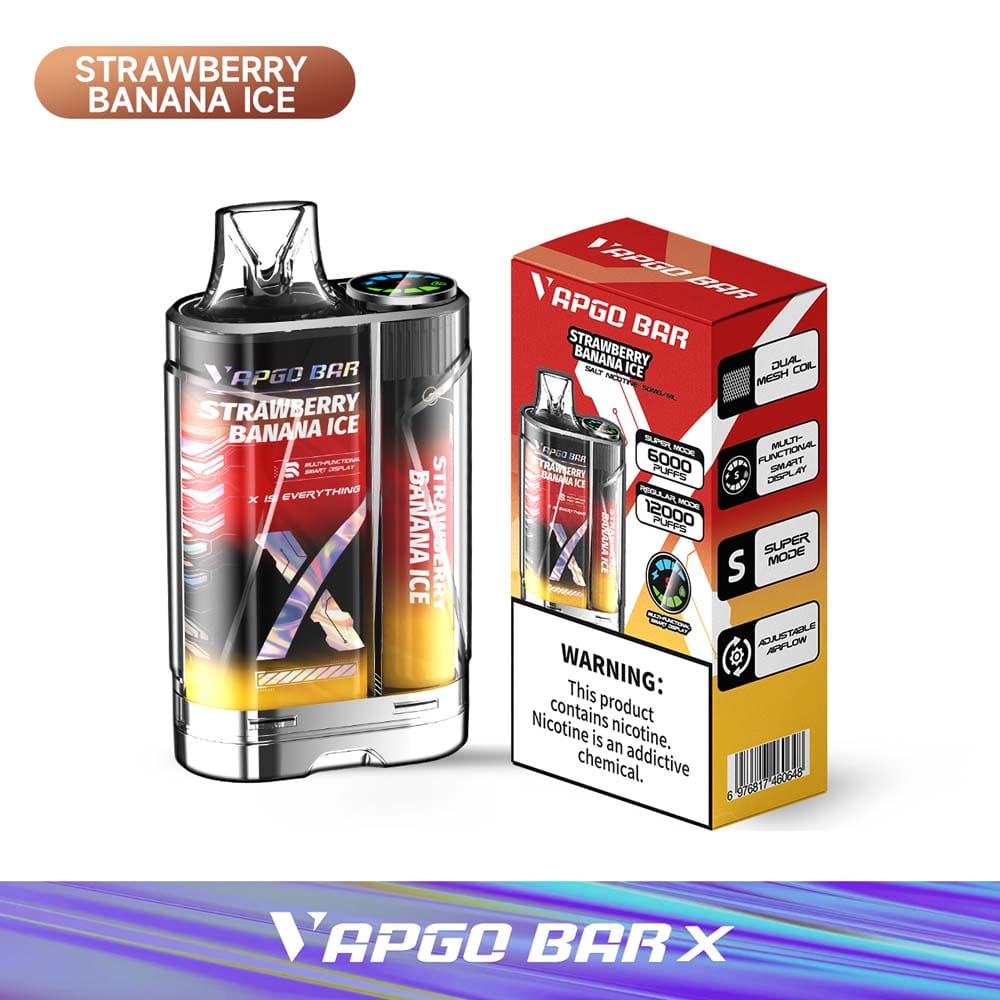 VAPGO BAR Disposable Vape Strawberry Banana Ice VAPGO BAR X 12K Disposable Vape  (5%, 12000 Puffs)