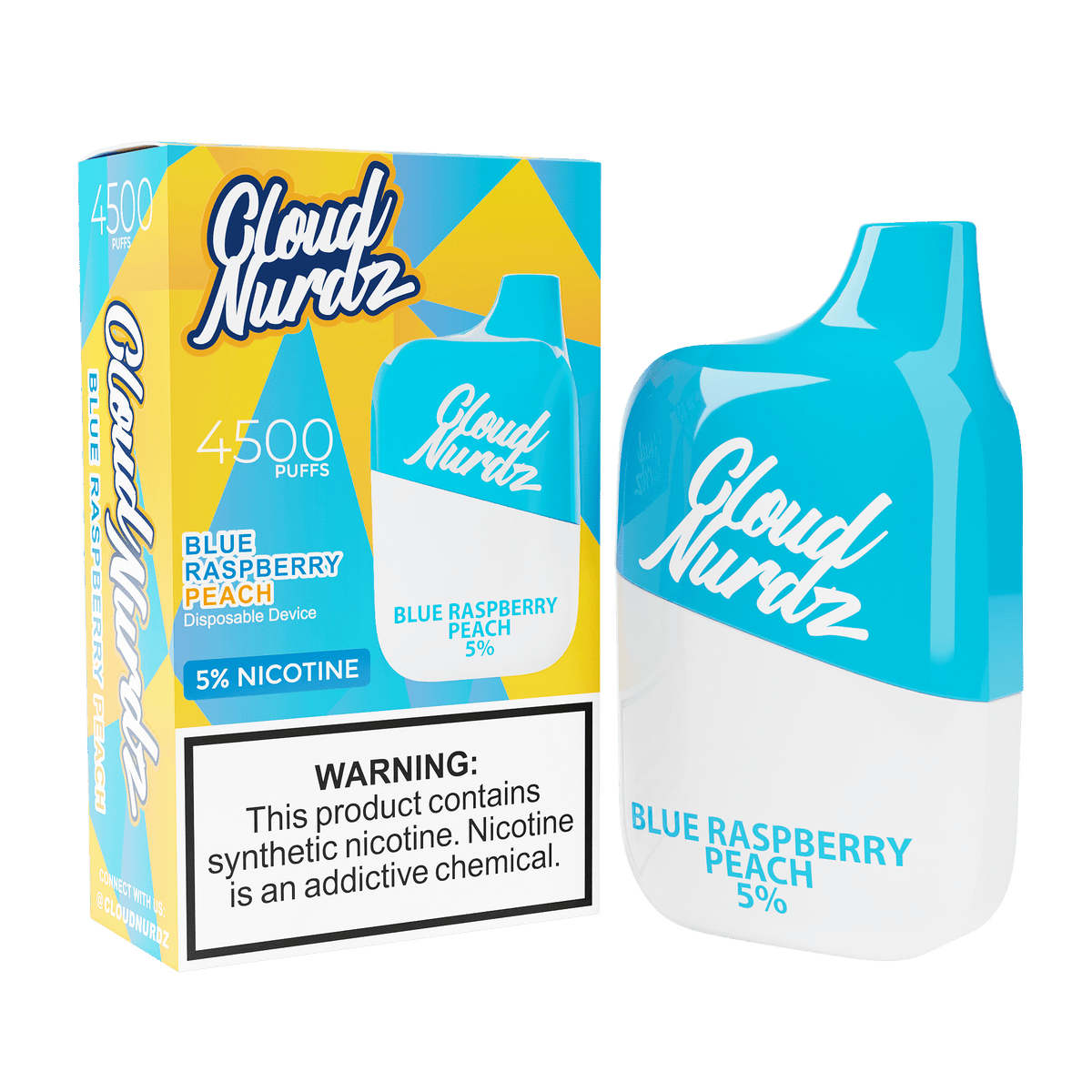 Cloud Nurdz Disposable Vape Blue Raspberry Peach Cloud Nurdz 4500 Disposable Vape (0%, 4500 Puffs)